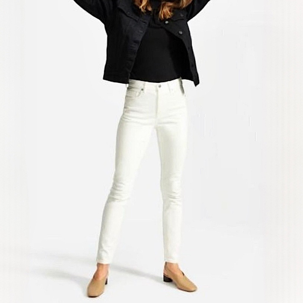 {Everlane} "High Rise Skinny in White" Slim Stretch Denim Jeans
